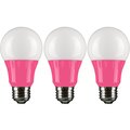 Sunlite LED A19 Colored Light Bulb, 3 Watts 25w Equivalent, E26 Medium Base, Non-Dimmable, Pink, 3PK 40453-SU